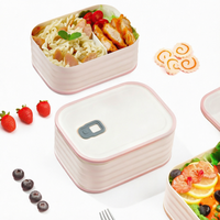 Boîte à lunch chauffante pour micro-ondes, en plastique, motif dessin animé, 2 compartiments, rectangulaire, scellée, réutilisable, anti-fuite, pour étudiants, avec séparateur vert