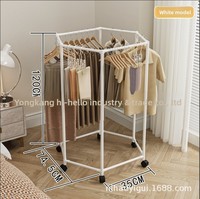 Porte-vêtements rotatif hexagonal multifonctionnel en métal avec roulettes pour chambre et balcon, fonction séchage, pour manteaux et chapeaux
