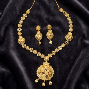 Juego de Collares Chapados en Oro de 14K, 18K y 24K al por Mayor, Conjunto de Joyería con Diseño Floral Tradicional, Joyería de Moda de Latón Relleno de Oro - Product Image 1