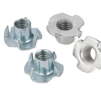 Écrou en T DIN1624 à 4 branches M3-M12 en acier au carbone SS304 316 zingué pour meubles en bois, écrou d'insertion aveugle OEM