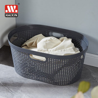 Panier à linge en plastique tressé ovale de 36 L, organisateur de vêtements sales, panier à linge pour bébé, panier de rangement pour jouets d'enfants avec poignée