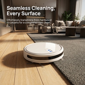 หุ่นยนต์ดูดฝุ่นอัจฉริยะบางเฉียบพร้อมระบบชาร์จและต่อการทำงานอัตโนมัติ, หุ่นยนต์กวาดและถูพื้น 2-in-1 สำหรับพื้นบ้าน, ขนสัตว์เลี้ยง, ใช้ในบ้าน - Product Image 2