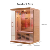 Sauna infrarouge de luxe en verre trempé transparent pour 2 personnes, faible EMF, avec lumière 7 couleurs pour la maison