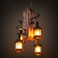Plafonnier suspendu industriel américain en bois au design vintage, luminaire décoratif d'intérieur, idéal pour un bar, un café ou un restaurant