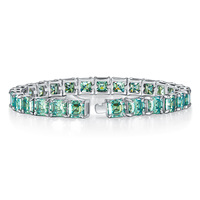 Bracelets unisexes en argent 925 plaqué rhodium, sertis de moissanite pagode bleu sarcelle taille radiant 5,5 mm, style hip-hop, cadeau pour rappeur