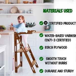 หอคอยการเรียนรู้แบบพับได้สำห<span class=keywords><strong>ร</strong></span>ับเด็ก ทำ<span class=keywords><strong>จ</strong></span>ากไม้ ใช้เป็นเก้าอี้เด็กในครัว ชุดเฟอ<span class=keywords><strong>ร</strong></span>์นิเ<span class=keywords><strong>จ</strong></span>อ<span class=keywords><strong>ร</strong></span>์มอนเตสซอรี่ - Product Image 1