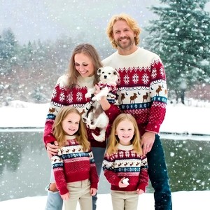 Pulls tricotés assortis pour femme et animal de compagnie, motifs sapin de Noël et flocons de neige, pour la <span class=keywords><strong>famille</strong></span> humaine, chien et propriétaire - Product Image 1