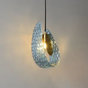 Decorative Bedside Light Pendant Light Postmodern Blue Glass Hanging Pendant Light For Home Blown Glass Chandelier