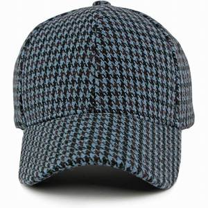 Casquette de baseball en tweed à carreaux pied-de-poule avec logo personnalisé, en mélange de <span class=keywords><strong>laine</strong></span>, style décontracté pour homme - Product Image 4