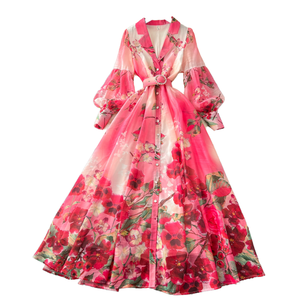 Của phụ nữ giản dị mùa thu Đế Chế Áo Top với đèn lồng tay áo dệt dệt Midi Evening Dresses trực tuyến bán lẻ hàng may mặc - Product Image 1