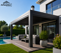 Pergola motorisée Airfun pour extérieur, toutes saisons, en MDF écologique, système de toiture motorisé, imperméable, pavillon de jardin, lames orientables