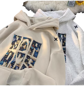 Sudadera con Capucha de Algodón 100% Personalizada al por Mayor para Hombre, Estilo Holgado con Diseño de Diamantes y Técnica de Bordado, Ideal para Invierno - Product Image 1