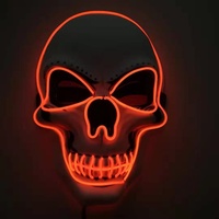 Masque Lumineux en PVC pour Festival des Fantômes Halloween, Fête, Carnaval, Horreur Amusante, Crâne Blanc LED Luminescent EL