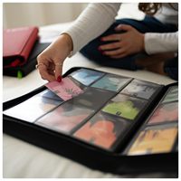 Carpeta para Tarjetas con 9 Ranuras y 9 Bolsillos, 360 Ranuras, Páginas Fijas, Cubierta de Cuero PU, Álbum de Colección para Tarjetas Deportivas