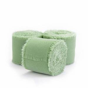 Ruban en mousseline de soie déchiré à la main, style bohème, 4 cm x 5 m, pour bouquets de mariage, emballage cadeau, décoration florale - Product Image 6