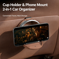 Porte-gobelet pliable pour porte de voiture, support de boisson et support de téléphone 2 en 1, organisateur universel de bouteilles d'eau pour voiture avec fixation par clip à ressort