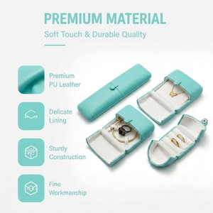 Coffret d'emballage de bijoux en cuir PU de qualité supérieure, boîte à bijoux personnalisée avec logo, intérieur en velours lisse pour la présentation de bijoux de luxe - Product Image 2