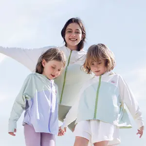 KOCOTREE 어린이 귀여운 통기성 피부 의류 UPF 50 + 여름 자외선 차단제 의류 UV 보호 코트 부모 버전