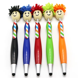 Bolígrafo con Cabeza de Muñeco de Peluche Mop Topper, Lápiz Táctil con Cara Sonriente, Borrador, 13 Colores, Regalo Promocional - Product Image 1