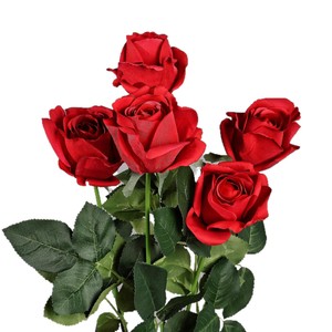 Roses artificielles en soie Kelp, fleurs rouges foncées, bouquet unique, décorations de mariage, arrangements pour la maison - Product Image 5