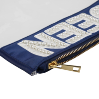Sac Mah Jong à fermeture éclair transparent bleu marine avec logo brodé personnalisé de 21 pouces pour carreaux de Mahjong