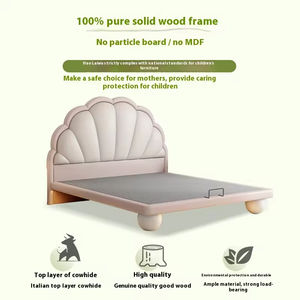 Letto Principessa <span class=keywords><strong>di</strong></span> Lusso per Bambini <span class=keywords><strong>in</strong></span> Stile Francese con Finiture <span class=keywords><strong>in</strong></span> Pelle, Design a Petalo, Struttura <span class=keywords><strong>in</strong></span> Legno Massello, Ottimo <span class=keywords><strong>Regalo</strong></span> per la Cameretta delle Bambine - Product Image 2