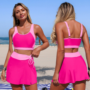 Ensemble bikini jupe <span class=keywords><strong>taille</strong></span> <span class=keywords><strong>haute</strong></span> pour <span class=keywords><strong>femme</strong></span>, <span class=keywords><strong>maillot</strong></span> <span class=keywords><strong>de</strong></span> <span class=keywords><strong>bain</strong></span> deux pièces amincissant pour les vacances à la plage - Product Image 3