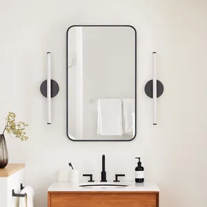 <span class=keywords><strong>Armoire</strong></span> à <span class=keywords><strong>pharmacie</strong></span> en métal avec cadre rond, miroir à bord biseauté noir, encastré et à montage en surface - Product Image 3