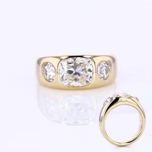 Starsgem 14kt твердые золотые кольца и обручальные кольца антикварные мужские кольца с муассанитом