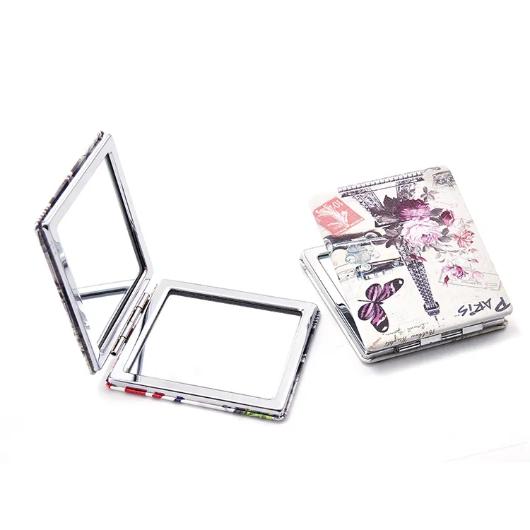 Handzak Cosmetische Vierkante Spiegels Opvouwbare Make-Up 2x Vergrotende Aangepaste Compacte Spiegel