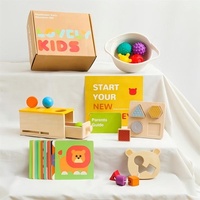 Boîte de développement Montessori en bois pour bébé, avec tiroir à monnayeur pour la permanence de l'objet, kit de tri de formes sensorielles texturées et de balles