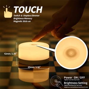 Lampe de bureau LED intelligente rechargeable par USB, éclairage d'ambiance à intensité variable, lampe de table à capteur tactile, veilleuse portable - Product Image 1