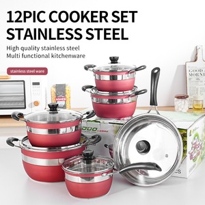 Ensemble de 12 ustensiles de cuisine en acier inoxydable pour la maison, durable et en métal, comprenant une poêle à frire, une marmite à soupe et une casserole à lait, pour le commerce transfrontalier - Product Image 6