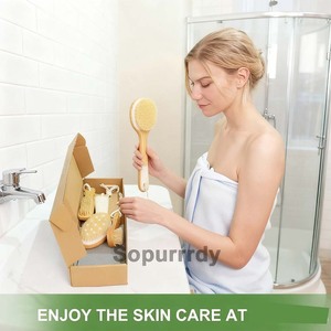 Set di spazzole in setola naturale con logo personalizzato esfoliante per il viso del corpo spazzola per il piede pressione meridiana linfatica drenaggio <span class=keywords><strong>Cellulite</strong></span> - Product Image 6