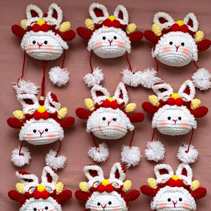 99 Gold Data Pearla Rabbit Lion Dance Head Soft Crochet Plush Toy Cartoon Eco-Friendly Color <b>Changing</b> Durable Mid Autumn Lantern - Product Image 1