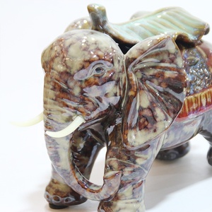 Adornos de cerámica de animales para decoración del hogar, artesanías hechas a mano, con hojas de plátano y elefante - Product Image 4