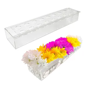 Wholesale Custom Modern Clear Long Rectangular Acrylic Rose Flower Vase Display Box for flower decoration