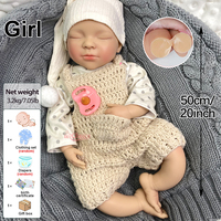 Poupée Reborn en Silicone Ultra Réaliste de 20 Pouces avec Texture de Peau, Faite à la Main, Bébé Nouveau-né Réaliste pour Collection ou Cadeau de Fêtes