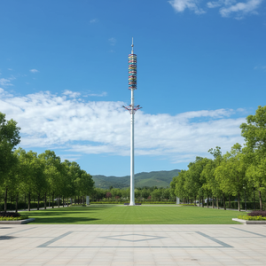 Poteau d'éclairage de rue pliable décoratif classique Shenghong 15M-80M, double bras, galvanisé à chaud/peint, résistant à 180 km/h - Product Image 1