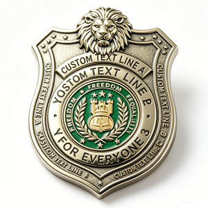 เข็มกลัดรูปโล่หัวสิงโตเคลือบแข็งแบบวินเทจชุบทองพร้อมข้อความสลักส่วนตัว - Product Image 6