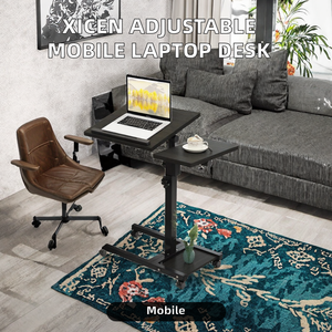 XICEN Laptop-Ständer Verstellbarer Bett-Beistelltisch Rollbarer Laptop-Tisch Sicherheitskantenschutz Multifunktionaler Nachttisch Mobiler Ständer - Product Image 2