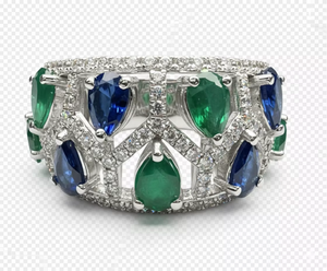 Top Selling 925 <b>Silver</b> Multi Gemstone Diamond <b>Ring</b> Blue Sapphire <b>Emerald</b> Style Luxury Designer <b>Ring</b> Wedding Jewelry - Product Image 3