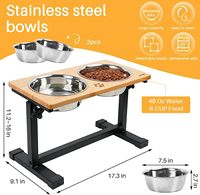 Bols réglables pour chat et chien en bambou nouvellement conçus bol d'alimentation pour animaux de compagnie accessoires pour animaux de compagnie