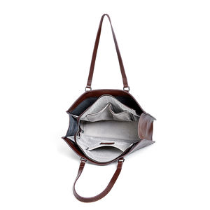 <span class=keywords><strong>Sac</strong></span> Fourre-Tout Cuir Véritable Femme Grande Capacité Bureau École Shopping Bandoulière Fermeture Éclair Robuste Quotidien - Product Image 4