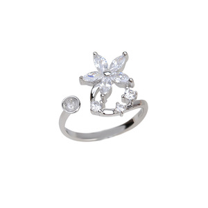 Bague ouverte en argent S925 Wenchi pour femmes, taille réglable, incrustation de perles, accessoires de bricolage, tendance, forme de diamant semi-finie - Product Image 5