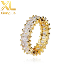 Cz Tennis O <b>Ring</b> Jewelry Diamond Round Cubic Zirconia Men's <b>Rings</b> 18K Gold Plated Claw Setting Natural - Product Image 4