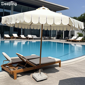 Glamping <span class=keywords><strong>White</strong></span> Fringe Patio Sombrilla de playa de marca Sombrillas para exterior Madera y negro - Product Image 6