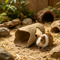 Rumah Tersembunyi Hewan Kecil di Batang Pohon, Tempat Berlindung Hamster, Terowongan untuk Dekorasi Kandang Guinea Pig, Gerbil, Tikus, dan Mencit