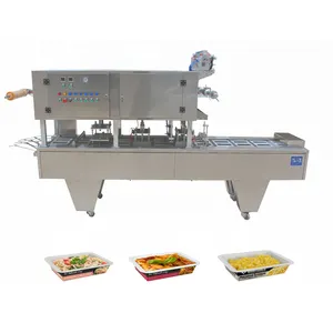 Automatische Lineaire Maaltijd Voedsel Container Flavour Tofu Filing Box Lade Vullen Verzegelen Verpakking Machine Blijft Tray Sealer