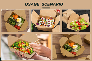 SUMKOKA 800-2000ml Ecologische Biologisch afbreekbare Wegwerp Lekvrije Kraft Papier Vliegtuigvormige Opvouwbare Afhaallocaties voor Eten Afhalen - Product Image 3